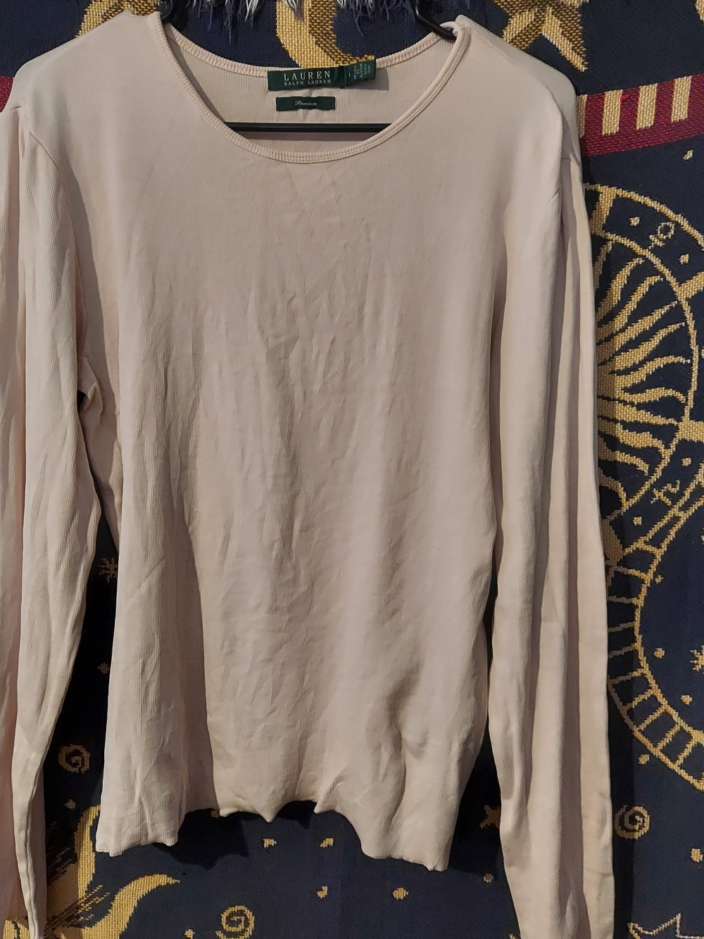 Vintage Silk Lauren Ralph Lauren Premium Pastel Pink Long-Sleeve Scoop Neck Top